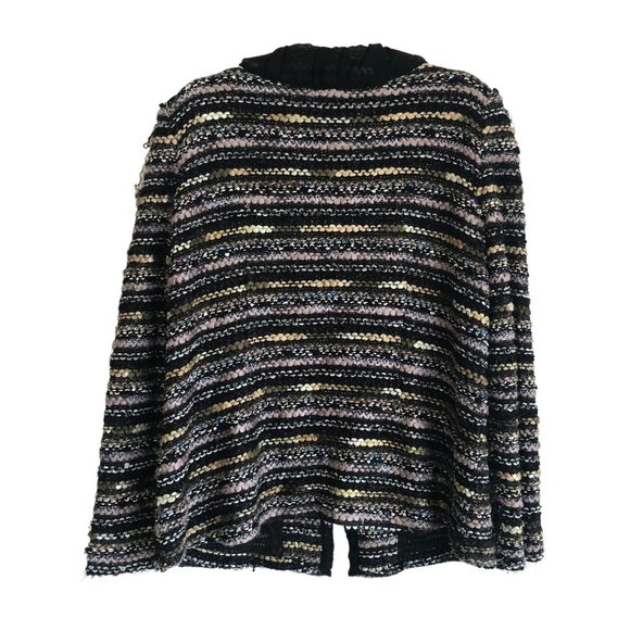 Vintage Exclusively Misook Women's Cardigan Sweater Size M Multi Fabric Shimmer - Picture 2 of 8